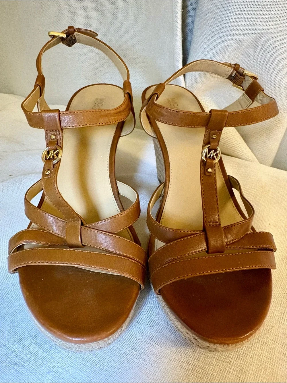 Michael Kors Cicely Espadrille Wedge Leather Sandals Resort-wear Size 9M